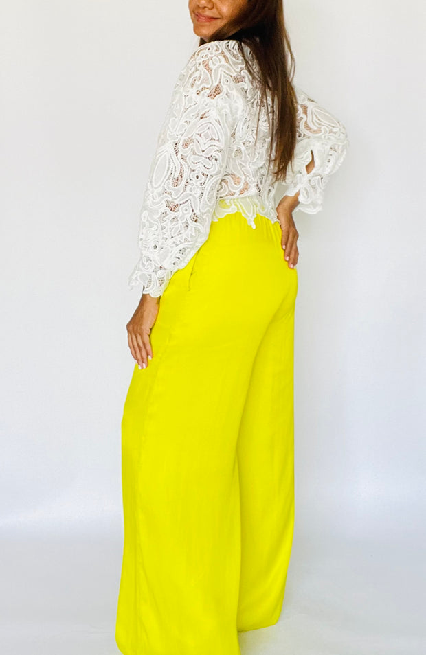 Satin Wide Leg Pants - Good Dress Miami